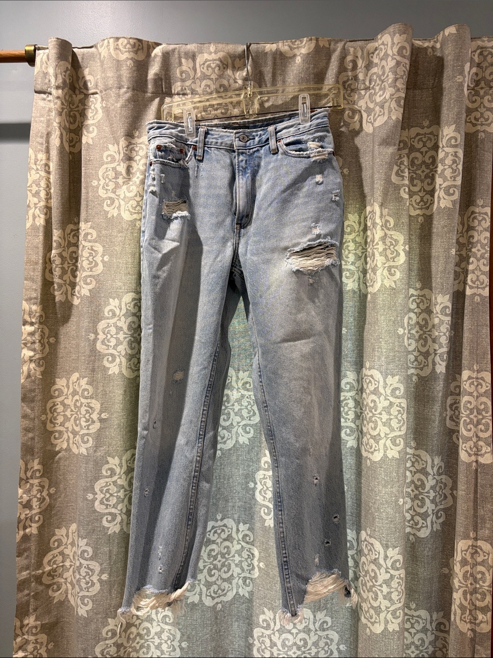 Abercrombie & Fitch Light Wash Distressed Boyfriend Jeans
